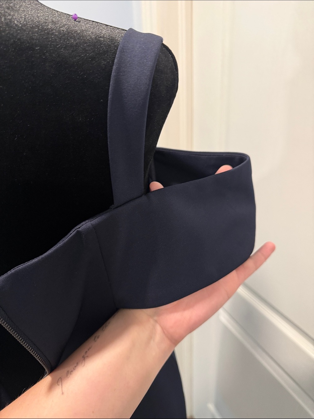le chateau Navy Off-Shoulder Midi Sheath Dress - Picture 5 of 6